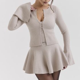 Aster Biscuit Wool Cashmere Long Sleeve Cardigan - Image 7
