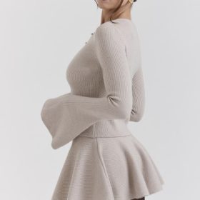 Aster Biscuit Wool Cashmere Long Sleeve Cardigan - Image 8