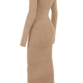 Lucille Camel Fuzzy Maxi Dress - Image 3