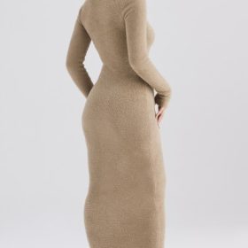 Lucille Camel Fuzzy Maxi Dress - Image 11