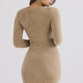 Lucille Camel Fuzzy Maxi Dress - Image 12