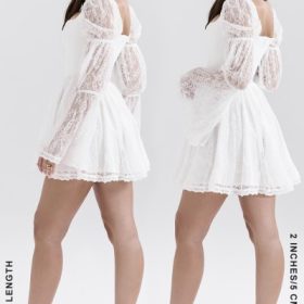 Sancia White Lace Puff Sleeve Mini Dress