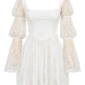 Sancia White Lace Puff Sleeve Mini Dress - Image 2
