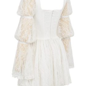 Sancia White Lace Puff Sleeve Mini Dress - Image 3