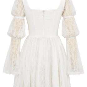 Sancia White Lace Puff Sleeve Mini Dress - Image 4