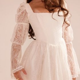 Sancia White Lace Puff Sleeve Mini Dress - Image 6