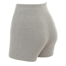 Grounded Grey Knit High Waist Shorts - Image 3