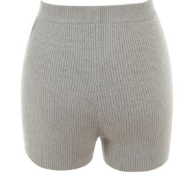 Grounded Grey Knit High Waist Shorts - Image 4