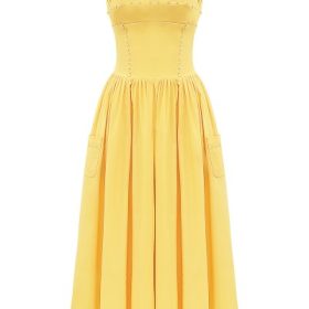Vivien Apricot Cotton Midi Sundress - Image 2