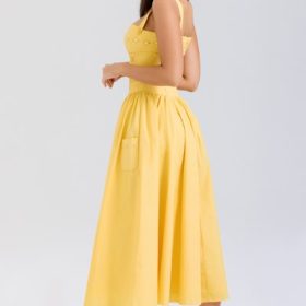 Vivien Apricot Cotton Midi Sundress - Image 11