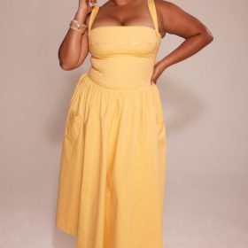 Vivien Apricot Cotton Midi Sundress - Image 12