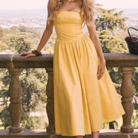 Vivien Apricot Cotton Midi Sundress - Image 13
