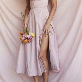 Tallulah Blush Puff Sleeve Midi Dress