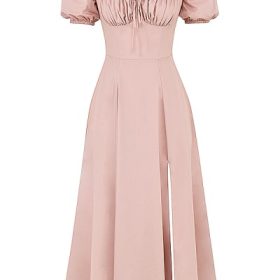 Tallulah Blush Puff Sleeve Midi Dress - Image 2