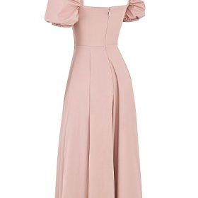 Tallulah Blush Puff Sleeve Midi Dress - Image 3