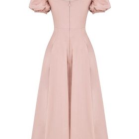 Tallulah Blush Puff Sleeve Midi Dress - Image 4