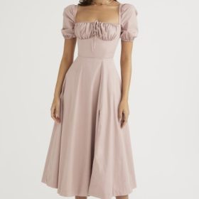 Tallulah Blush Puff Sleeve Midi Dress - Image 5