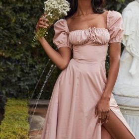 Tallulah Blush Puff Sleeve Midi Dress - Image 6