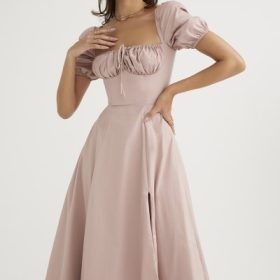 Tallulah Blush Puff Sleeve Midi Dress - Image 7