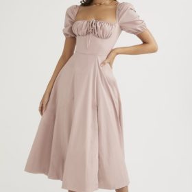 Tallulah Blush Puff Sleeve Midi Dress - Image 8