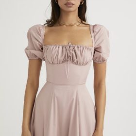 Tallulah Blush Puff Sleeve Midi Dress - Image 10