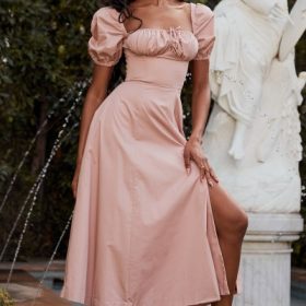 Tallulah Blush Puff Sleeve Midi Dress - Image 16