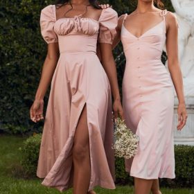 Tallulah Blush Puff Sleeve Midi Dress - Image 18