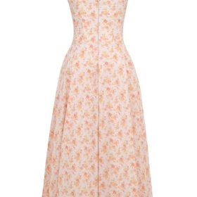 Rosalee Peach Poppy Print Cotton Bustier Sundress - Image 4