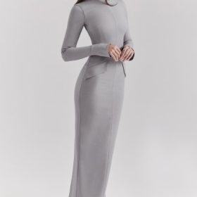 Marie-Louise Light Grey Bodycon Maxi Dress