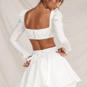 Nahla White Bow Mini Skirt