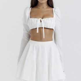 Nahla White Bow Mini Skirt - Image 5