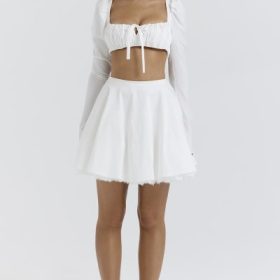 Nahla White Bow Mini Skirt - Image 7