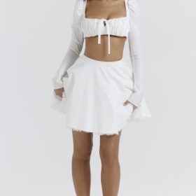 Nahla White Bow Mini Skirt - Image 8