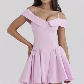 Elida Cotton Candy Twill Off Shoulder Mini Dress - Image 5