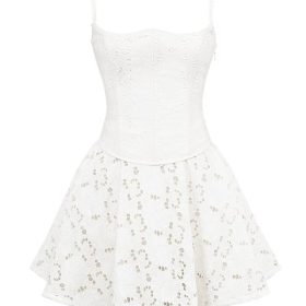 Elara White Broderie Anglais Mini Dress - Image 2