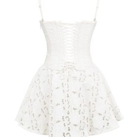 Elara White Broderie Anglais Mini Dress - Image 4