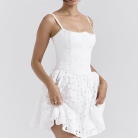 Elara White Broderie Anglais Mini Dress - Image 7
