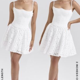 Elara White Broderie Anglais Mini Dress - Image 11