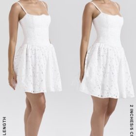 Elara White Broderie Anglais Mini Dress - Image 12