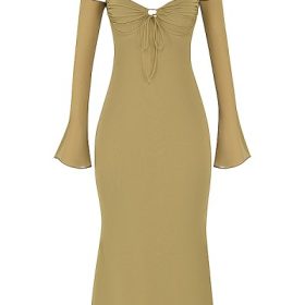 Naomi Olive Halter Midi Dress - Image 2