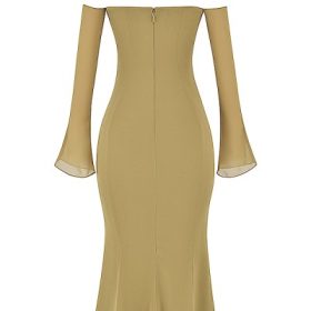 Naomi Olive Halter Midi Dress - Image 4