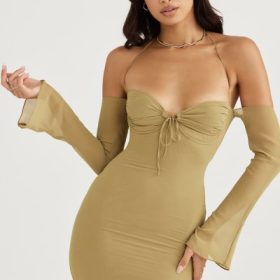 Naomi Olive Halter Midi Dress - Image 10