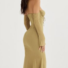 Naomi Olive Halter Midi Dress - Image 13