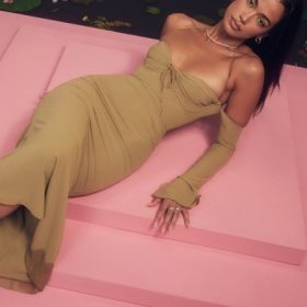 Naomi Olive Halter Midi Dress - Image 15