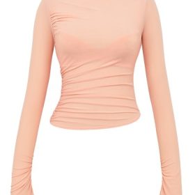 Floria Sorbet Gathered Long Sleeve Top With Bra - Image 2