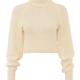 Nyala Cream Soft Boucle Knit Cropped Sweater - Image 2