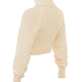 Nyala Cream Soft Boucle Knit Cropped Sweater - Image 3