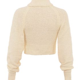 Nyala Cream Soft Boucle Knit Cropped Sweater - Image 4
