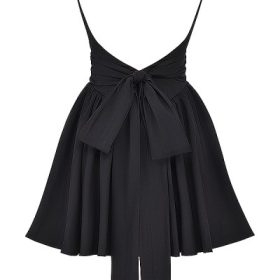 Florianne Black Bow Mini Dress - Image 4