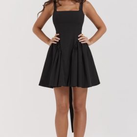Florianne Black Bow Mini Dress - Image 8